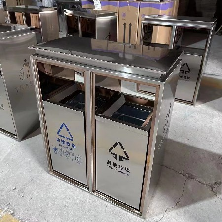 不锈钢户外垃圾桶多分类环卫垃圾箱景区学校果皮箱市政摇盖垃圾桶