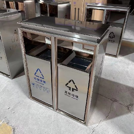中山不锈钢镀锌板环卫垃圾桶景区街道商用户外分类垃圾桶多款组合